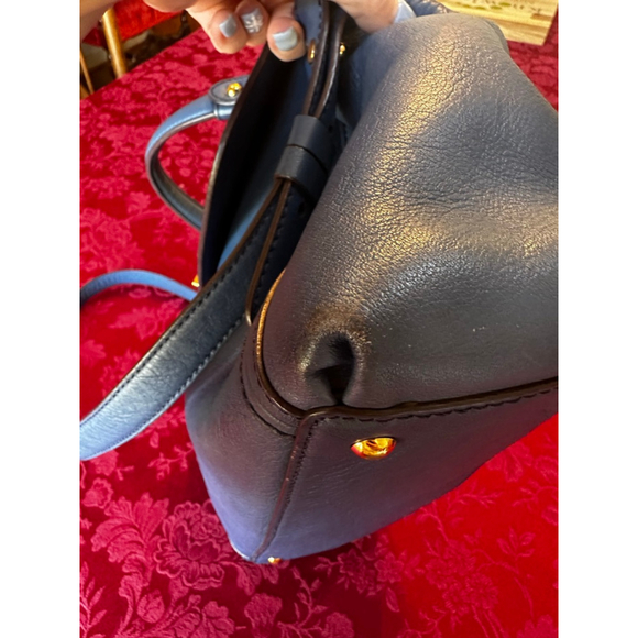 MCM Blue Pebbled Leather Two-Way Bag w/COA - Picture 7 of 14